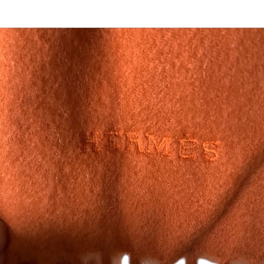 Hermes Authentic Orange Cashmere Scarf/Shawl - Picture 4 of 5